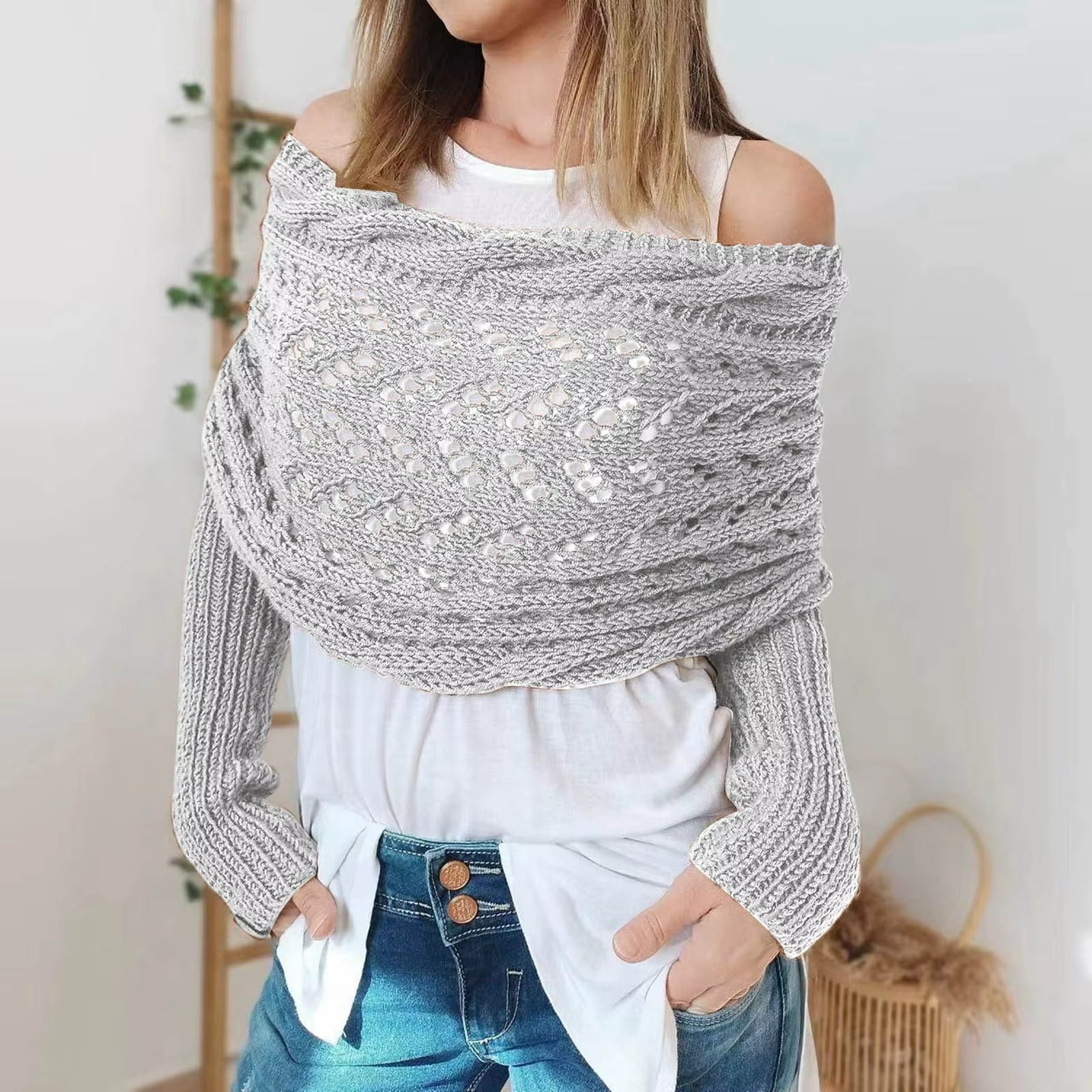 Winter Women'S Knitted Shawl