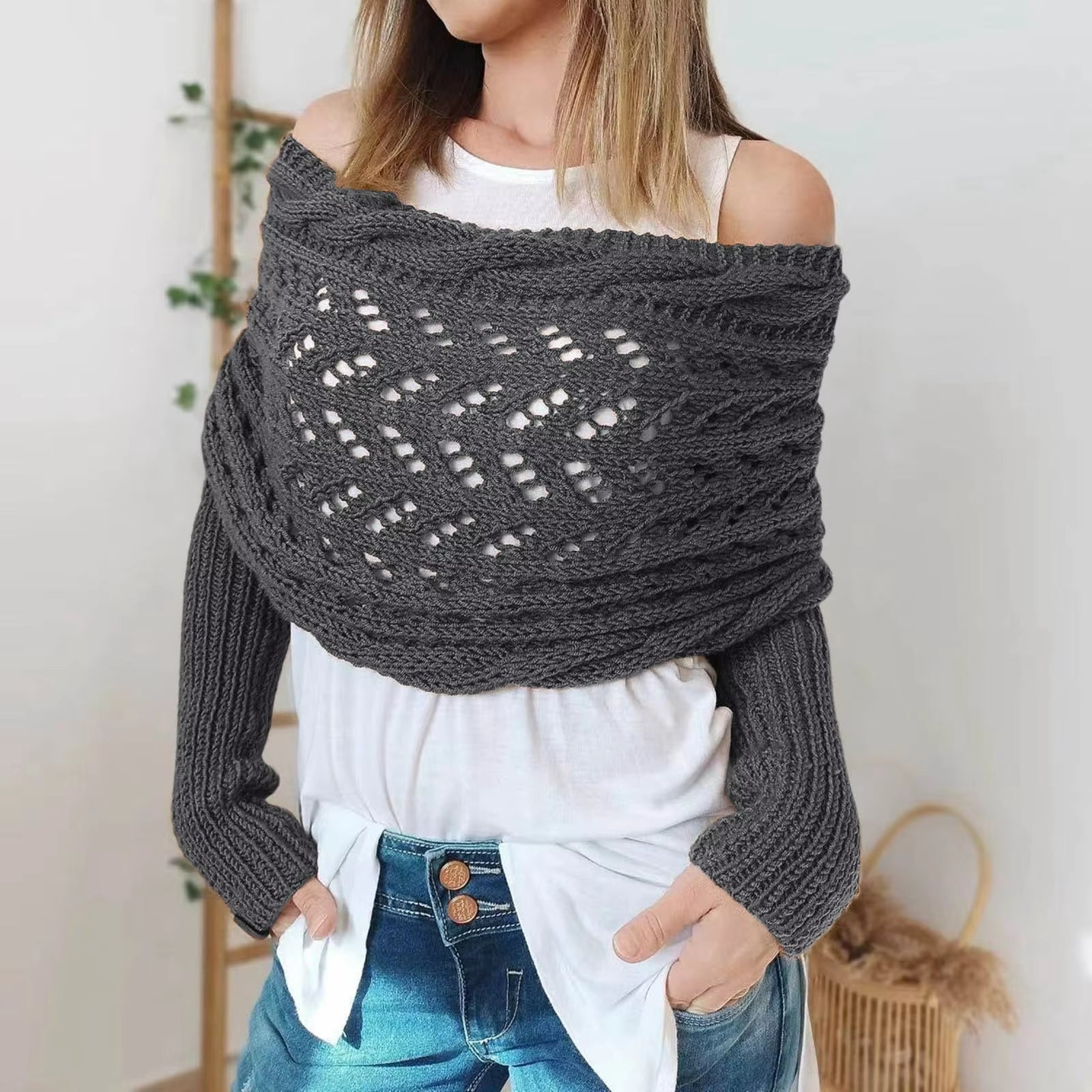 Winter Women'S Knitted Shawl